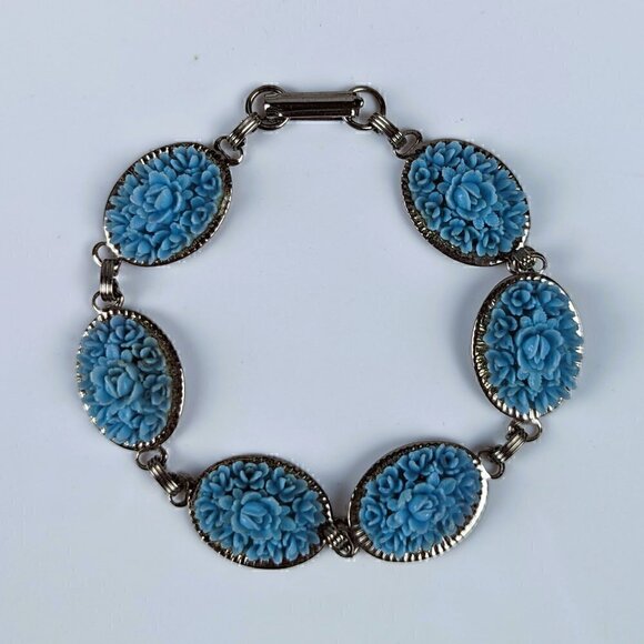 Jewelry - Blue Flower Silver Bracelet